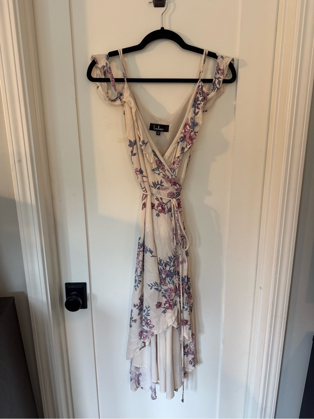 Lulu's Cream Floral Wrap High-Low Dress